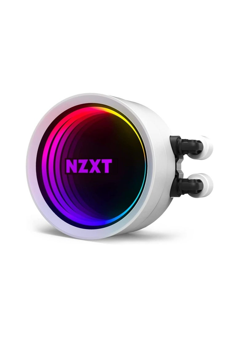 NZXT Kraken X53 RGB 240mm - RL-KRX53-RW - AIO RGB CPU Liquid Cooler - Rotating Infinity Mirror Design - Powered by CAM V4 - RGB Connector - AER RGB V2 120mm Radiator Fans (2 Included) - White