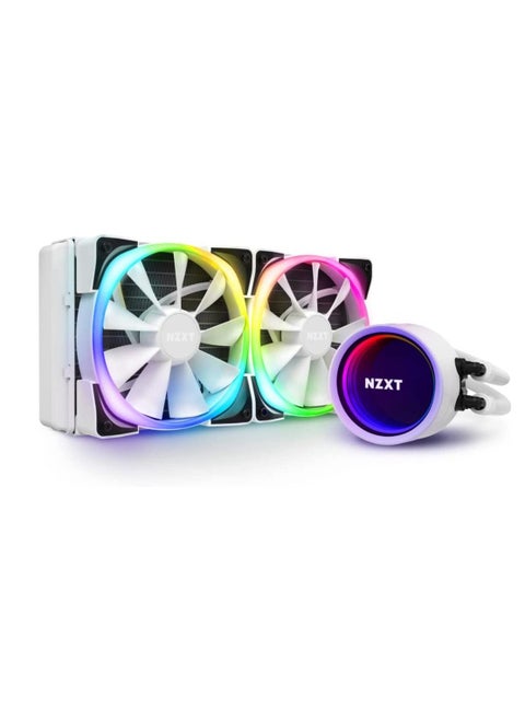NZXT Kraken X53 RGB 240mm - RL-KRX53-RW - AIO RGB CPU Liquid Cooler - Rotating Infinity Mirror Design - Powered by CAM V4 - RGB Connector - AER RGB V2 120mm Radiator Fans (2 Included) - White