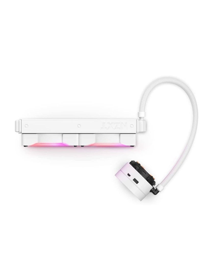 NZXT Kraken X53 RGB 240mm - RL-KRX53-RW - AIO RGB CPU Liquid Cooler - Rotating Infinity Mirror Design - Powered by CAM V4 - RGB Connector - AER RGB V2 120mm Radiator Fans (2 Included) - White