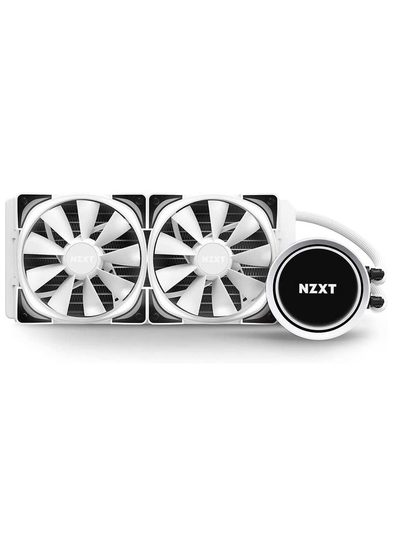 NZXT Kraken X53 RGB 240mm - RL-KRX53-RW - AIO RGB CPU Liquid Cooler - Rotating Infinity Mirror Design - Powered by CAM V4 - RGB Connector - AER RGB V2 120mm Radiator Fans (2 Included) - White