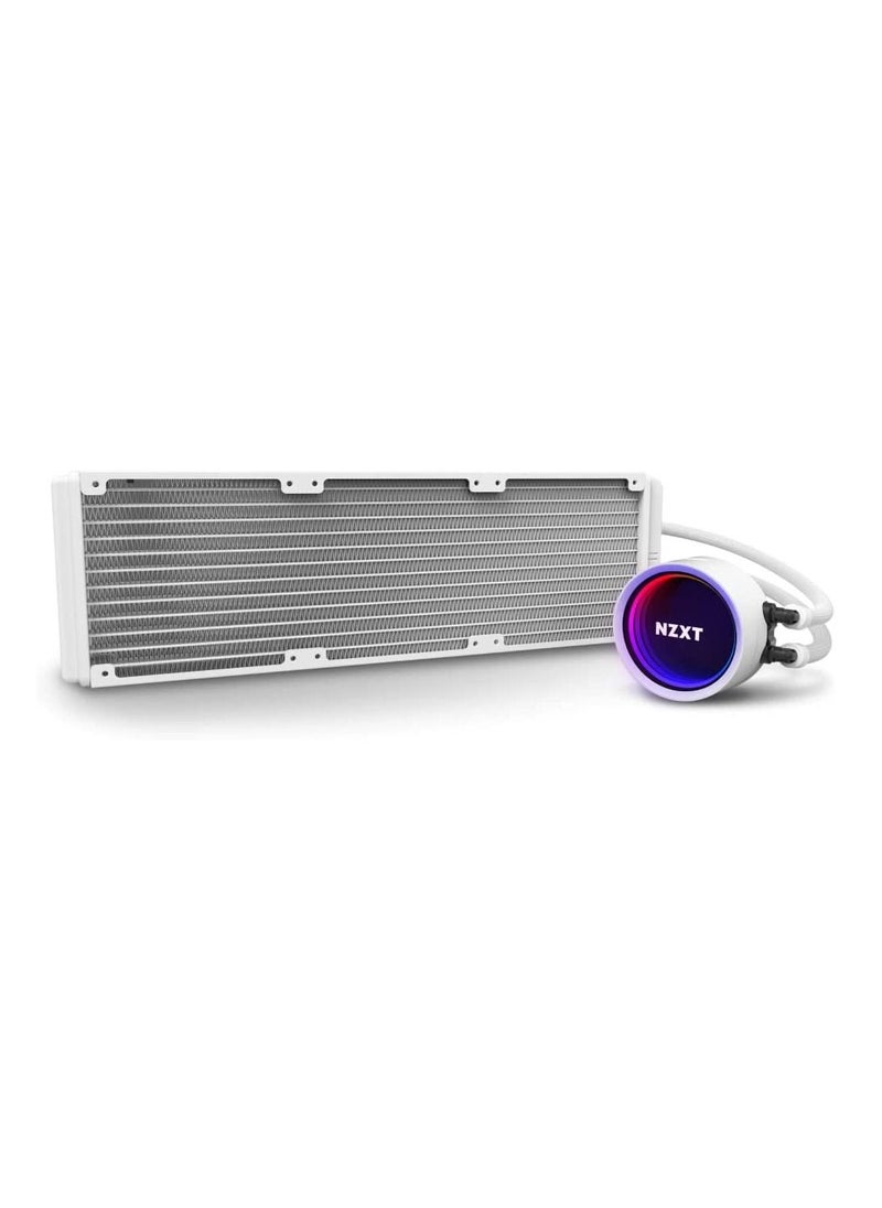 NZXT Kraken X53 RGB 240mm - RL-KRX53-RW - AIO RGB CPU Liquid Cooler - Rotating Infinity Mirror Design - Powered by CAM V4 - RGB Connector - AER RGB V2 120mm Radiator Fans (2 Included) - White