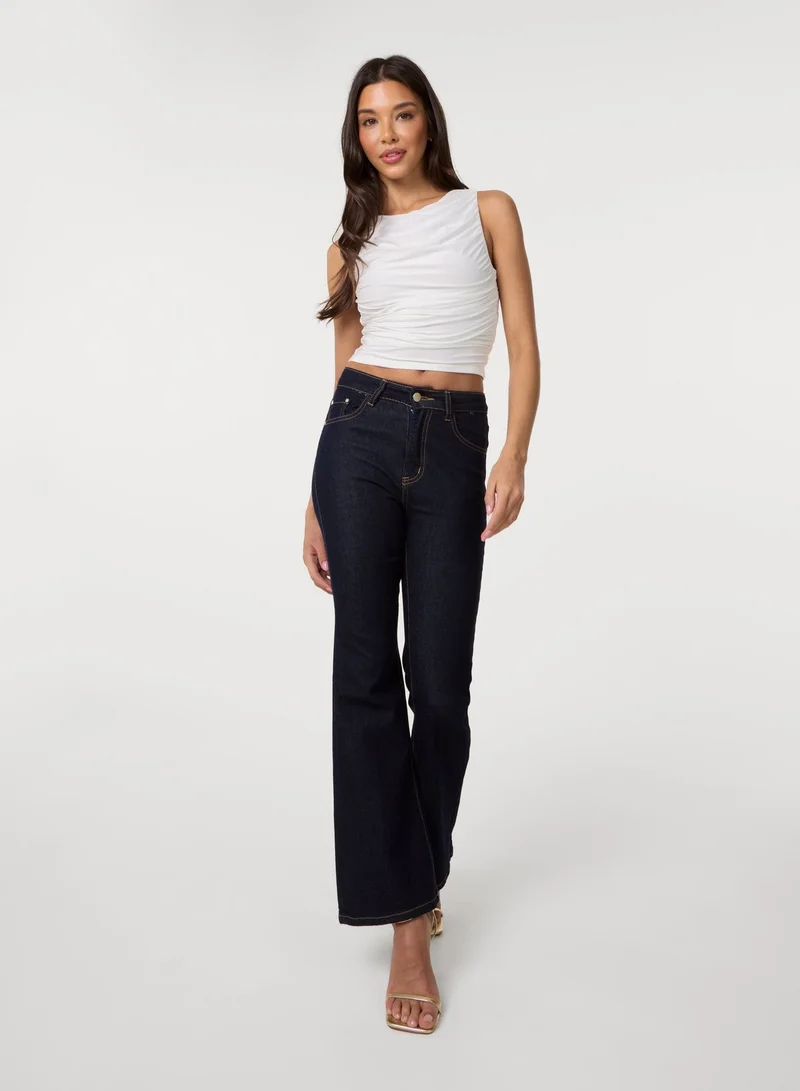 بينك فانيلا Slinky Ruched Side Racer Crop Top