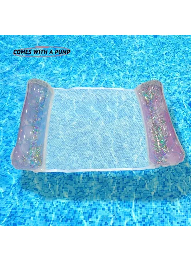 2pcs Starry Sky Sequin Gradient Inflatable Pool Float With Air Pump For Beach Travel - Image 1