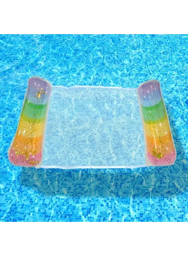 2pcs Starry Sky Sequin Gradient Inflatable Pool Float With Air Pump For Beach Travel - Image 2