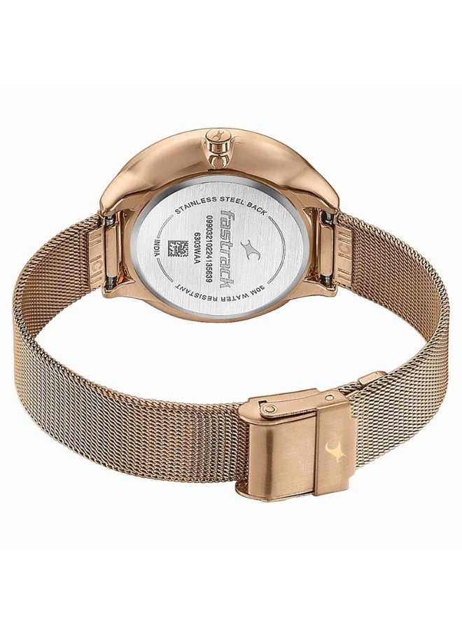 fastrack ساعة ستانرز 8.0 للنساء 6303WM01 – قرص وردي ذهبي، حزام من الفولاذ المقاوم للصدأ باللون الوردي الذهبي، حركة كوارتز، مقاومة للماء حتى 3 ATM، ساعة أنيقة وجاهزة كهدية - Image 5