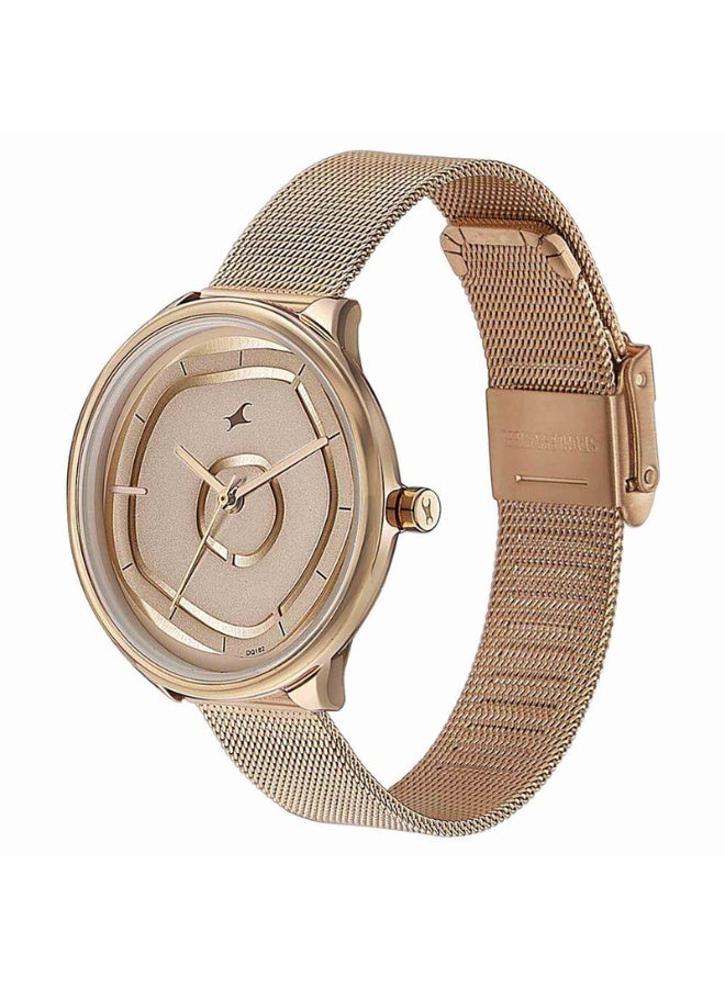 fastrack ساعة ستانرز 8.0 للنساء 6303WM01 – قرص وردي ذهبي، حزام من الفولاذ المقاوم للصدأ باللون الوردي الذهبي، حركة كوارتز، مقاومة للماء حتى 3 ATM، ساعة أنيقة وجاهزة كهدية - Image 3