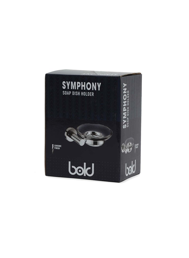 Bold Symphony Wall-Mounted Soap Dish Holder – Elegant Silver Finish, Brass and Glass Construction – Durable Rust-Resistant Base with Easy Wall Mount – Ideal for Keeping Soap Dry and Clean in the Bathroom - Image 2