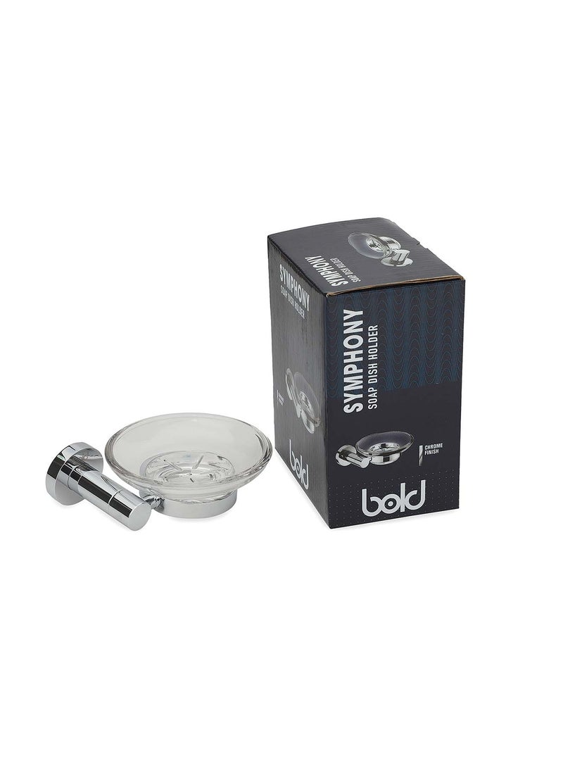 Bold Symphony Wall-Mounted Soap Dish Holder – Elegant Silver Finish, Brass and Glass Construction – Durable Rust-Resistant Base with Easy Wall Mount – Ideal for Keeping Soap Dry and Clean in the Bathroom - Image 3