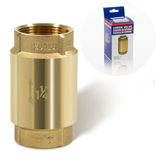 Bzcovac Check Valve with Backflow Prevention, Universal 1-1/4 inch One-Way Female Pipe Thread, Lead-Free Brass Construction, 1.25'' FNPT × 1.25'' FNPT - Image 1