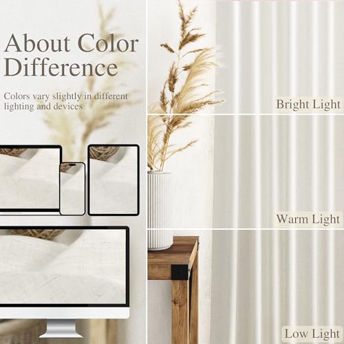 Nanspring Extra Long Curtains 120 inch Length 2 Panels Back Tab Neutral Farmhouse Drapes Light Filtering Semi Sheer Linen Curtain 120 inches Long for Floor to Ceiling Window Patio Sliding Door Cream 10 FT - Image 4