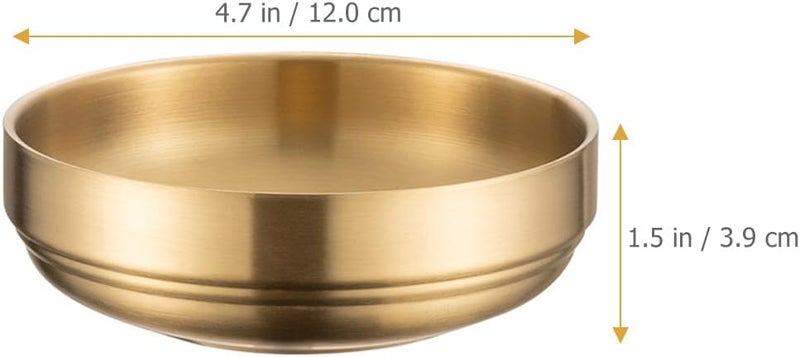Garneck Gold Stainless Steel Mixing Bowl Dipping Sauce Dish Double Walled Appetizer Serving Plate Unbreakable Ramekins for Salad Soup Sashimi Restaurant Home Kitchen Supply - Image 3