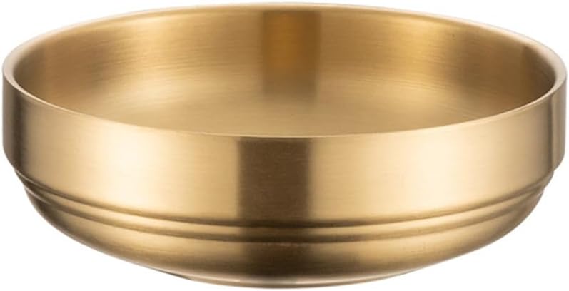 Garneck Gold Stainless Steel Mixing Bowl Dipping Sauce Dish Double Walled Appetizer Serving Plate Unbreakable Ramekins for Salad Soup Sashimi Restaurant Home Kitchen Supply - Image 1