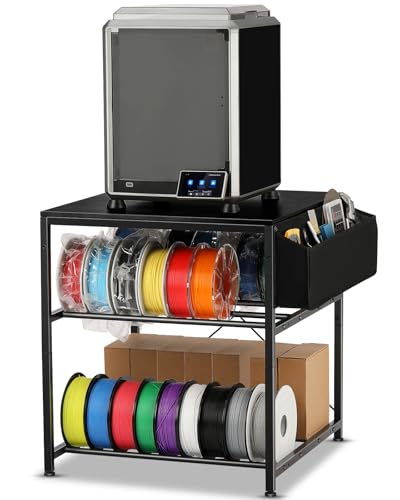 AHOWPD 3D Printer Stand with Filaments Storage - 3D Printer Table Filament Storage Rack Heavy Duty 3D Desk for Workshop Studio Office (Black) - Image 1