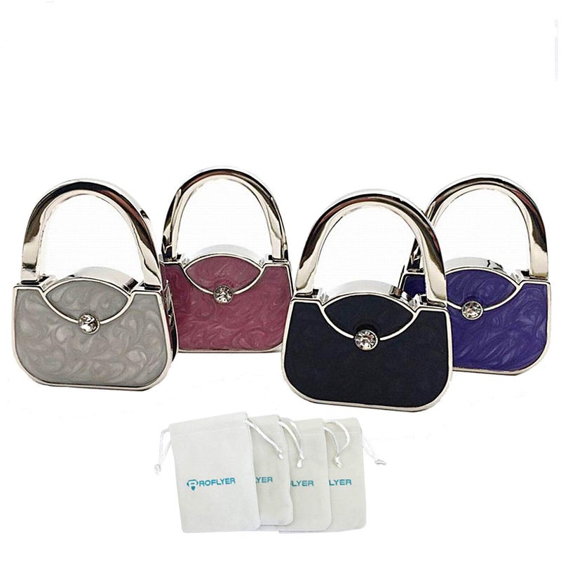 ROFLYER Handbag Shape Design Metal Foldable Purse Bag Hook Table Hanger,Set of 4 - Image 1