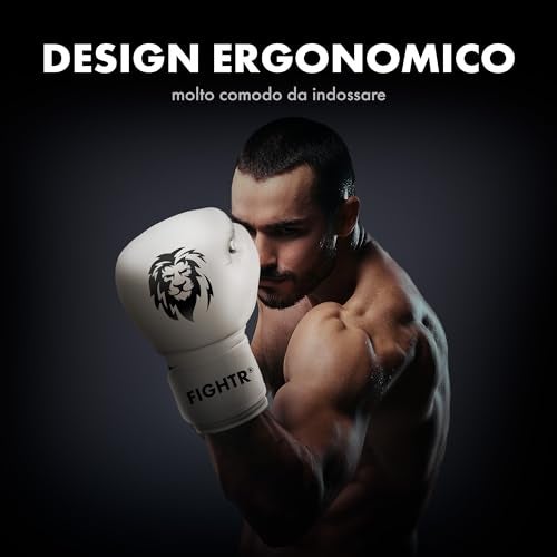 FIGHTR قفازات الملاكمة FIGHTR® برو مصنوعة من الجلد الأصلي | للرجال والنساء | للملاكمة، MMA، موياي تاي، كيك بوكسينغ وفنون القتال 10 12 14 16 أونصة | تشمل حقيبة حمل - Image 4