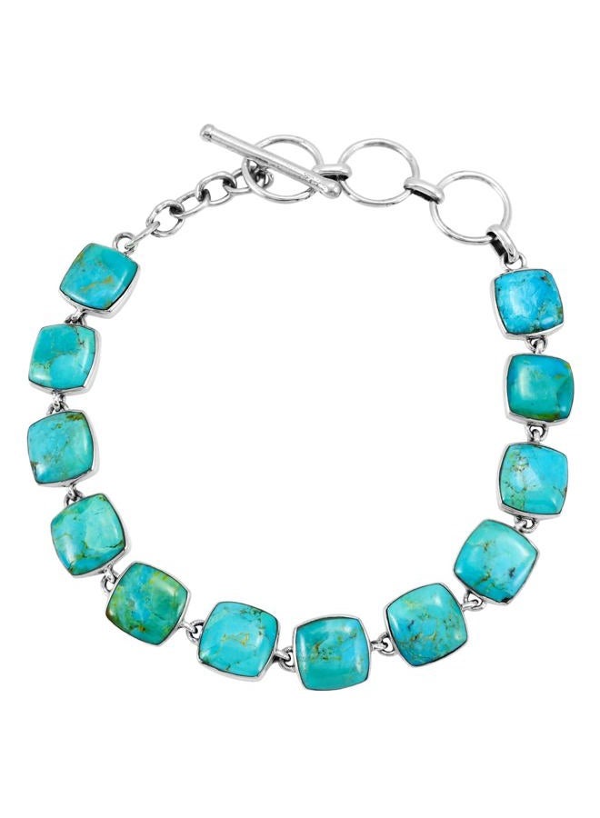 Turquoise Network Turquoise Link Bracelet Sterling Silver 925 Genuine Turquoise & Gemstones (Turquoise) - Image 1