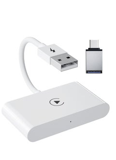 Wireless CarPlay Adapter for iPhone, Wireless Carplay Dongle Converts Factory Cars Wired Carplay to Wireless, Carplay Bluetooth Adapter, 5Ghz WiFi Auto-Connect Online Update, Support iOS 13+, White