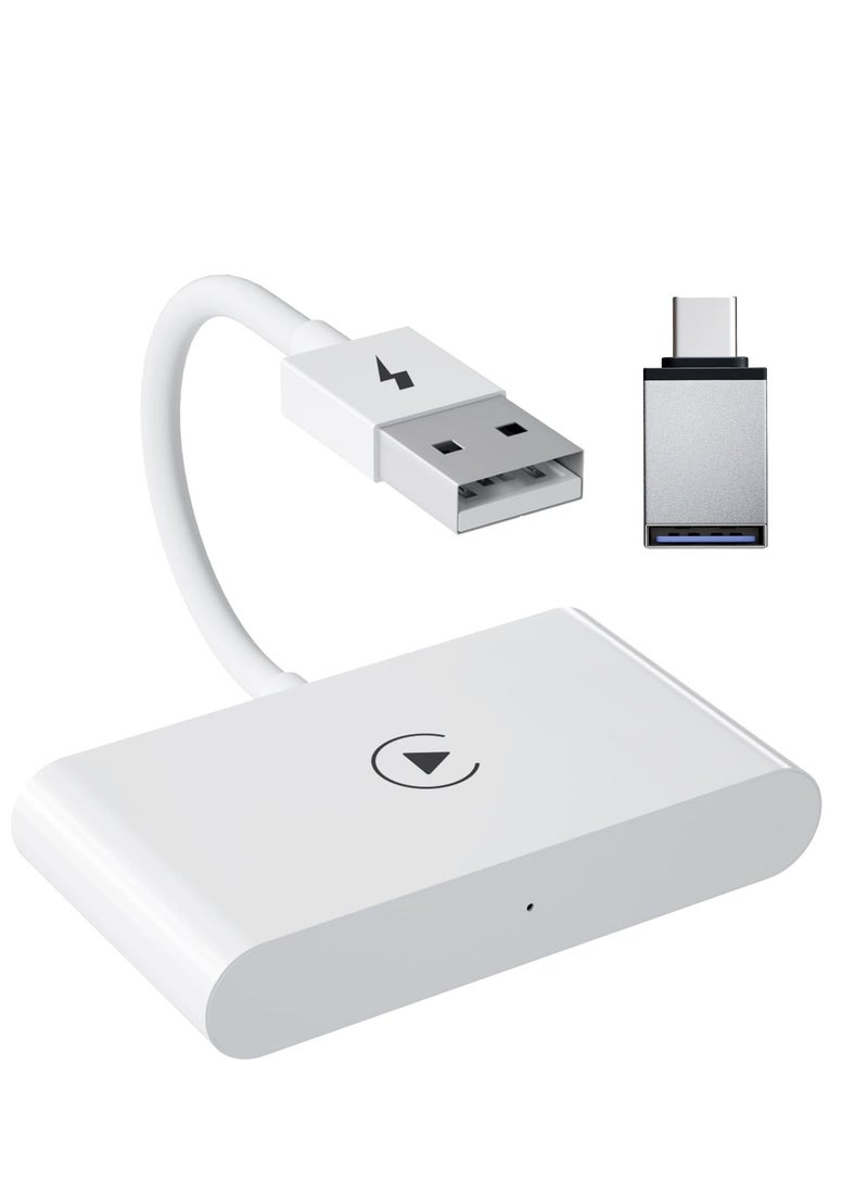 Generic - Wireless CarPlay Adapter for iPhone, Wireless Carplay Dongle Converts Factory Cars Wired Carplay to Wireless, Carplay Bluetooth Adapter, 5Ghz WiFi Auto-Connect Online Update, Support iOS 13+, White - Image 1