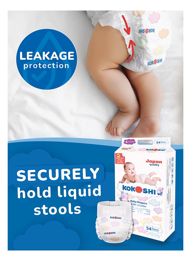 Kokoshi Premium Baby Diapers Size 4 (9-13 kg), 54 pcs – Ultra-Soft, Hypoallergenic, 12h Protection, Breathable, Leak-Proof Japanese, Wetness Indicator - Image 5