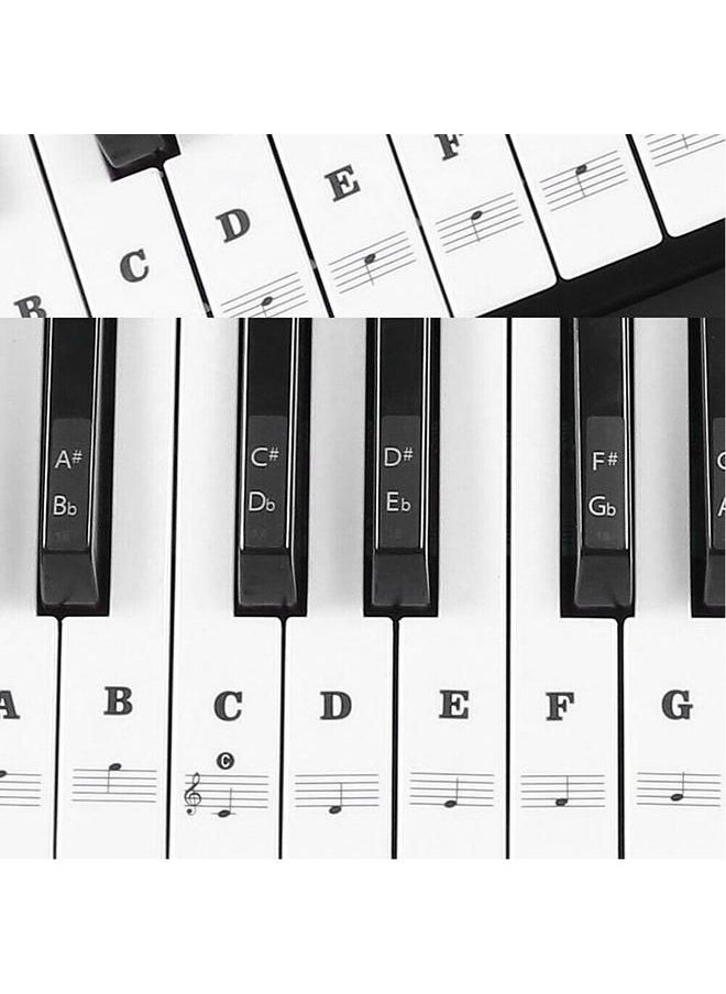 Arabest - Piano Stickers Music Sheet Keyboard PVC Black White Numbers Notes for Children Beginners - Image 1