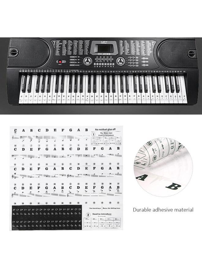 Arabest - Piano Stickers Music Sheet Keyboard PVC Black White Numbers Notes for Children Beginners - Image 1