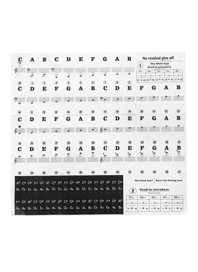 Arabest - Piano Stickers Music Sheet Keyboard PVC Black White Numbers Notes for Children Beginners - Image 1
