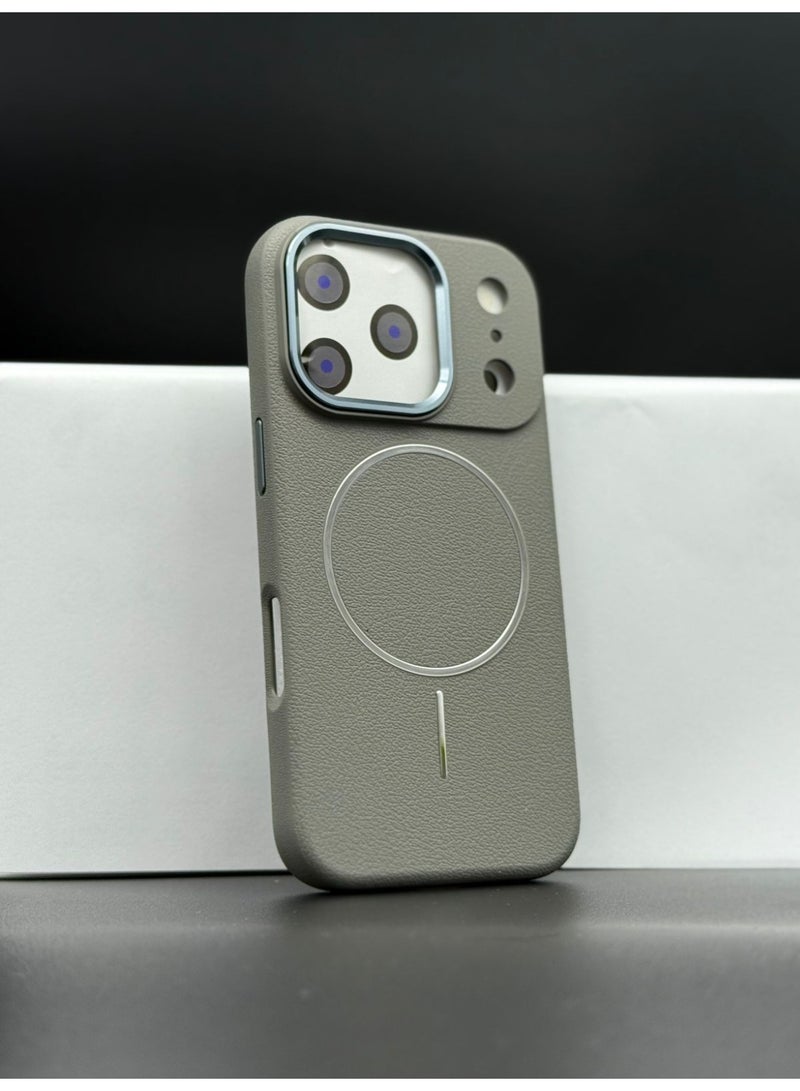 general Premium MagSafe Leather Texture Case for iPhone 17 Pro Max – Shockproof, Slim & Magnetic Wireless Charging Compatible (Grey) - Image 2