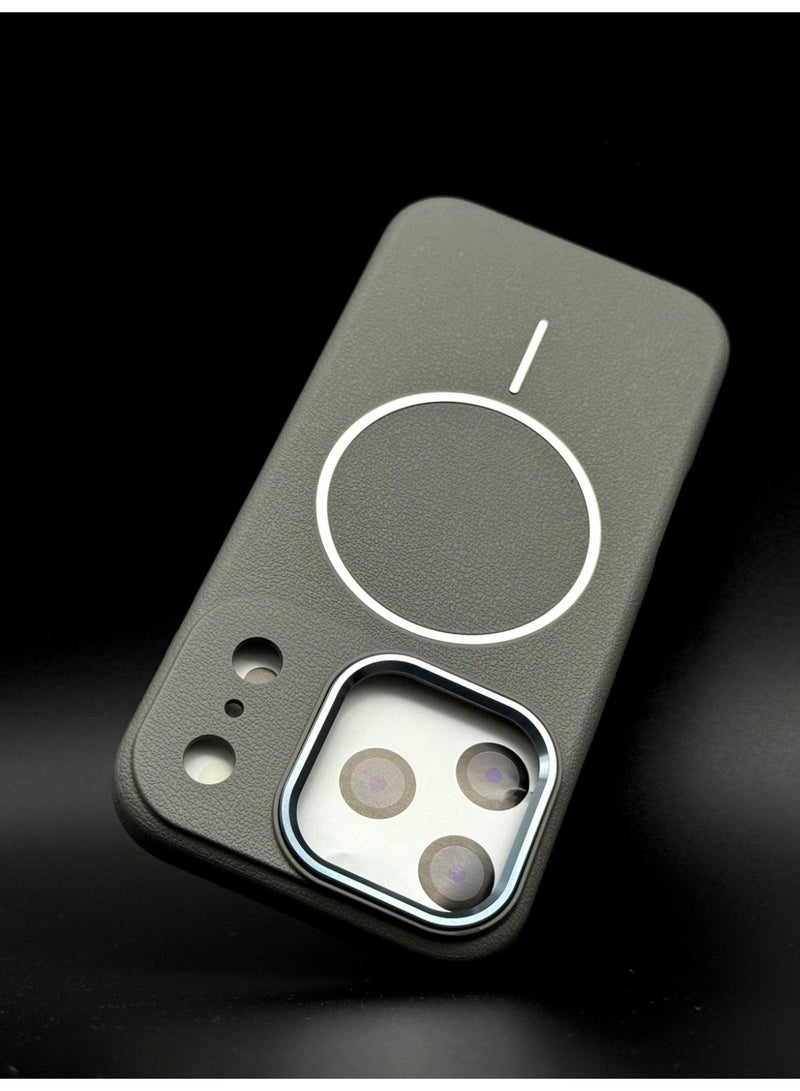 general Premium MagSafe Leather Texture Case for iPhone 17 Pro Max – Shockproof, Slim & Magnetic Wireless Charging Compatible (Grey) - Image 1