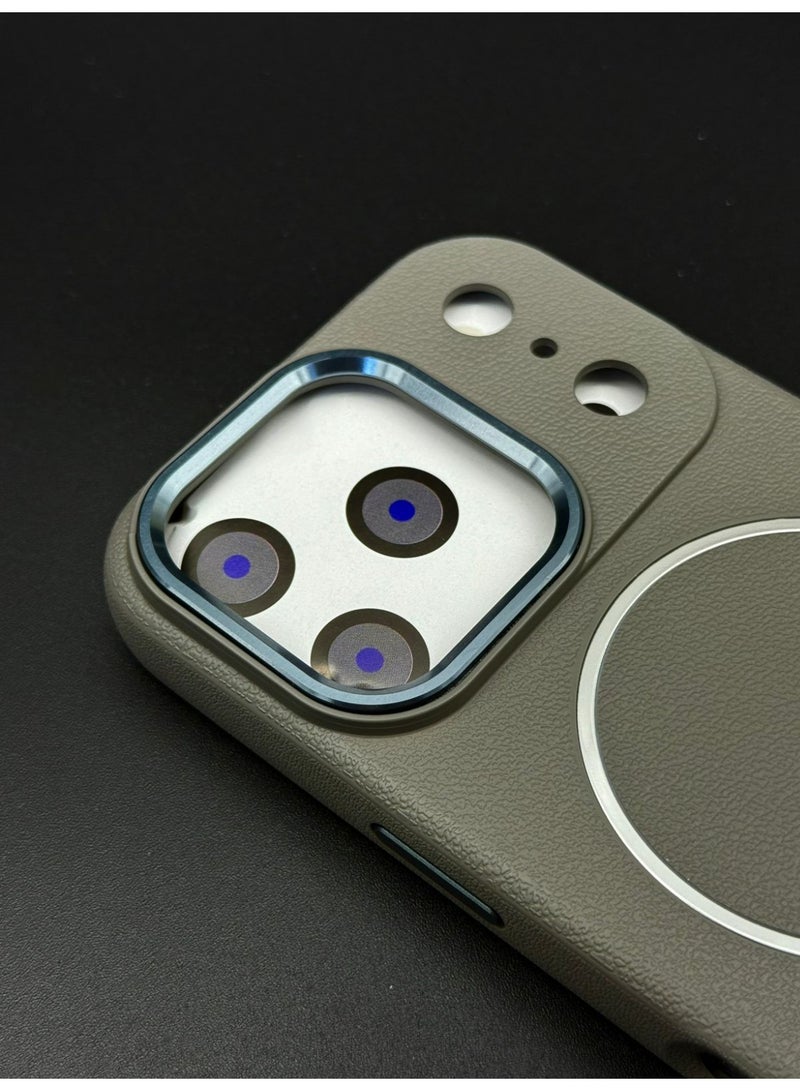 general Premium MagSafe Leather Texture Case for iPhone 17 Pro Max – Shockproof, Slim & Magnetic Wireless Charging Compatible (Grey) - Image 3