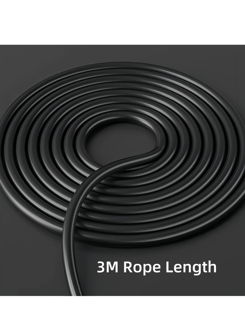 Adjustable Speed Heavy Weighted Steel Professional Steel Wire Jump Rope|Ball Bearing High Speed Jump Rope|Heavy Skipping Rope PVC Weighted Speed Exercise Jump Rope|360 Degree rotation 3M Rope Length (Black)