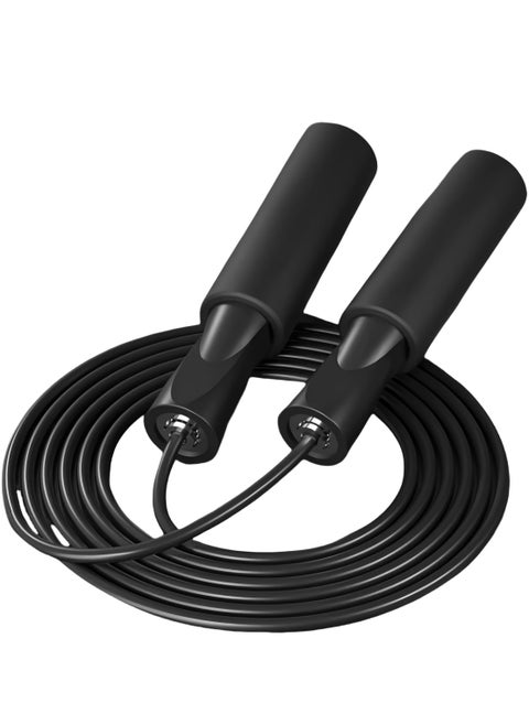 Adjustable Speed Heavy Weighted Steel Professional Steel Wire Jump Rope|Ball Bearing High Speed Jump Rope|Heavy Skipping Rope PVC Weighted Speed Exercise Jump Rope|360 Degree rotation 3M Rope Length (Black)