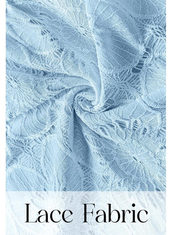 MEROKEETY Women's 2026 Spring Lace Eyelet Maxi Dress Summer Flutter Sleeve Tiered Boho Flowy Floral Wedding Guest Dresses, Blue, M - Image 5