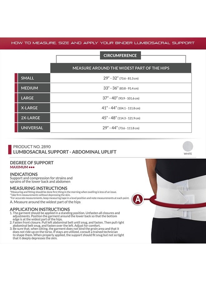OTC Lumbo-Sacral Support, Abdominal Uplift, 11-Inch back, Strong Compression Elastic, Large - Image 2