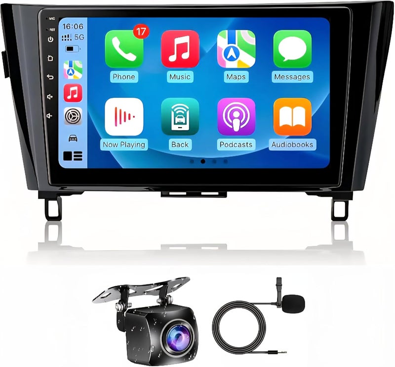 فيريكس مناسب لسيارة نيسان إكس تريل ستيريو روج إكس تريل قاشقاي شاشة أندرويد 2014-2018 مع أبل كار بلاي أندرويد أوتو لاسلكي واي فاي DSP FM&AM BT AHD كاميرا متضمنة واجهة سريعة (8 + 128 جيجابايت كار بلاي 8CORE) - Image 1