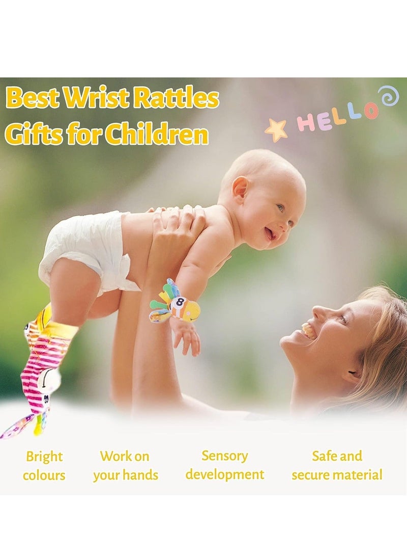 NIBEMINENT Wrist Rattles Baby Sock Toys Set Soft Sensory for Babies Cartoon Animal Rattle Foot Early Development Toy Shower Birth Gift Newborn Infant colorful - Image 5