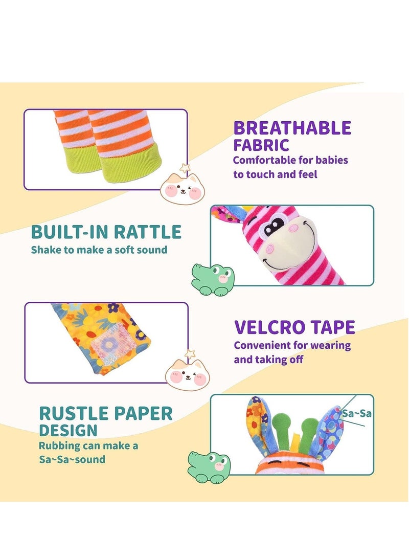 NIBEMINENT Wrist Rattles Baby Sock Toys Set Soft Sensory for Babies Cartoon Animal Rattle Foot Early Development Toy Shower Birth Gift Newborn Infant colorful - Image 4