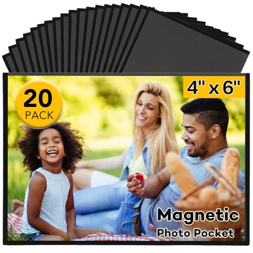 YixangDD 20 Pack Magnetic Picture Frame, 4 x 6 Inches Fridge Magnetic Photo Frames, Magnetic Photo Frames for Refrigerator, Home, School, Office (Black) - Image 1