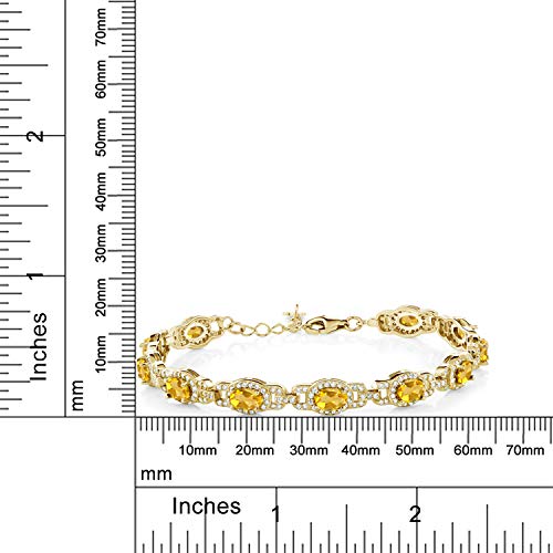 Gem Stone King 18K Yellow Gold Plated Silver Oval Gemstone Birthstone Tennis Bracelet For Women | Oval 6X4MM | 7 Inch With 1 Inch Extender | Fine Jewelry Gifts for Her Mom Women Wife - Image 4
