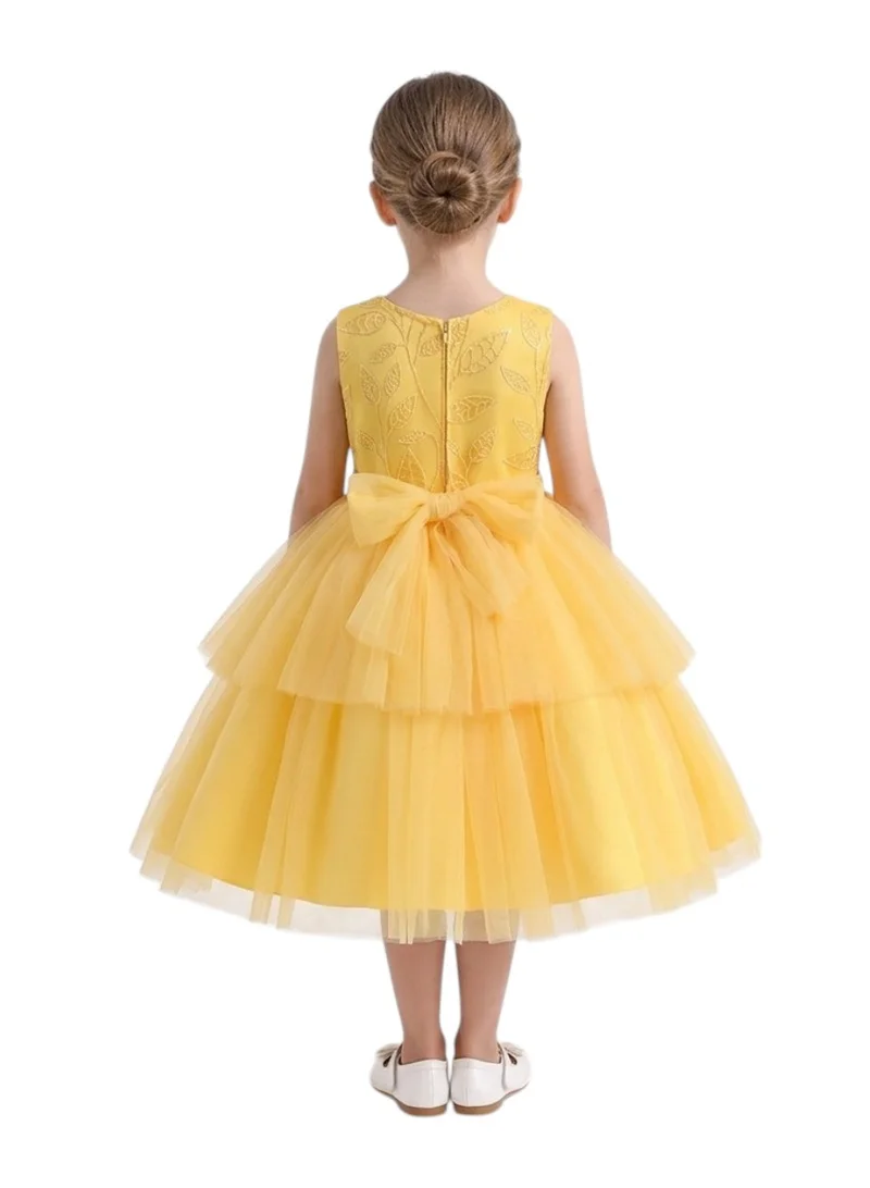 Bidani  Bright Yellow Tiered Tulle Party Dress for Women | Best Price UAE