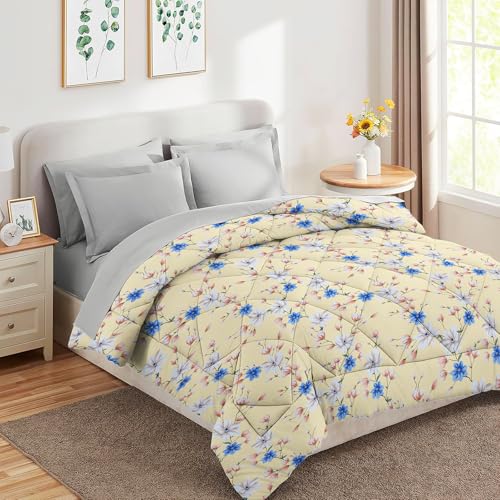 VAS COLLECTIONS 220 GSM Microfiber Reversible AC Comforter |Quit | Blanket | Duvets for King Size Double Bed 180Tc (230X250 cm, Tealish Blue and Orange Red) - Image 1