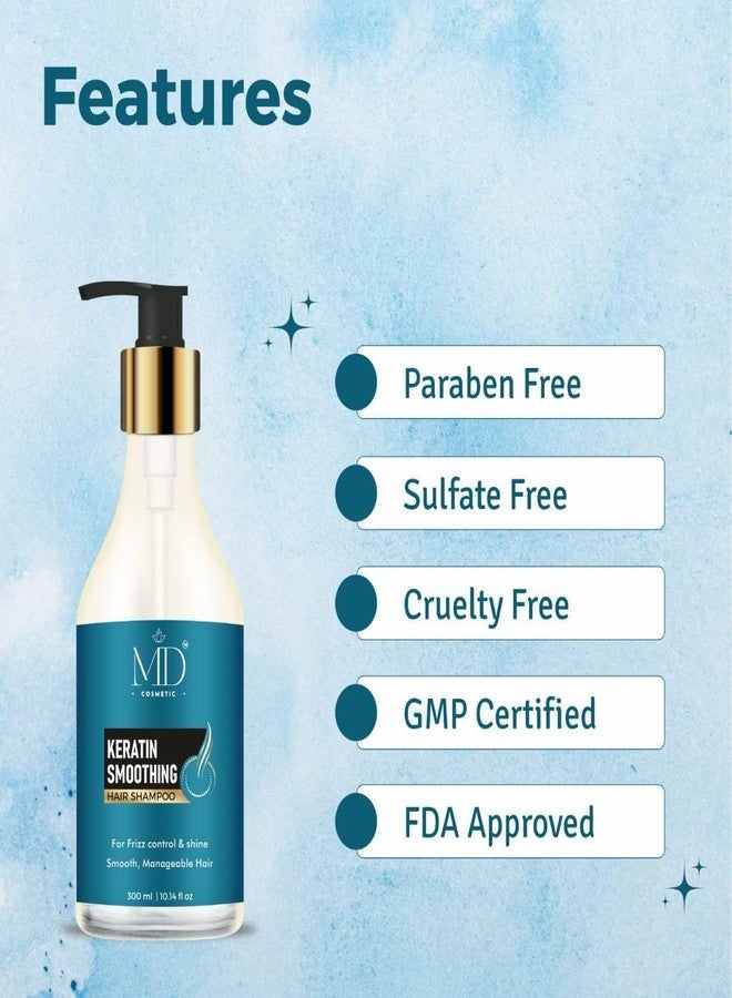 MD Cosmetic Keratin Smoothing Hair Shampoo, 300ml, Frizz Control and Shine - Image 5