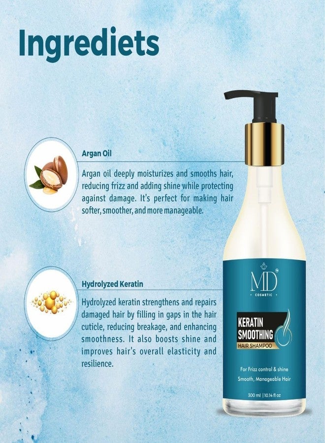 MD Cosmetic Keratin Smoothing Hair Shampoo, 300ml, Frizz Control and Shine - Image 4