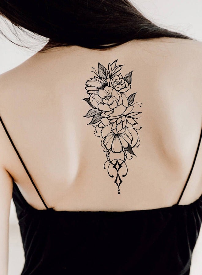 زهرة الذراع زهرة لصاقات وشم الراقية محاكاة صورة كبيرة الظلام الذراع الصدر المؤقتة لصاقات وشم B - Image 3