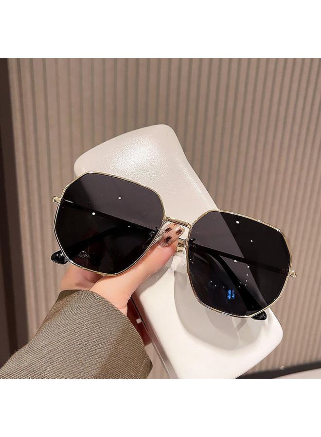 Generic Blue Clear Creative Metal  Polygonal Sunglasses, Suitable for Vacation, Seaside Driving Travel Sunglasses - Image 4
