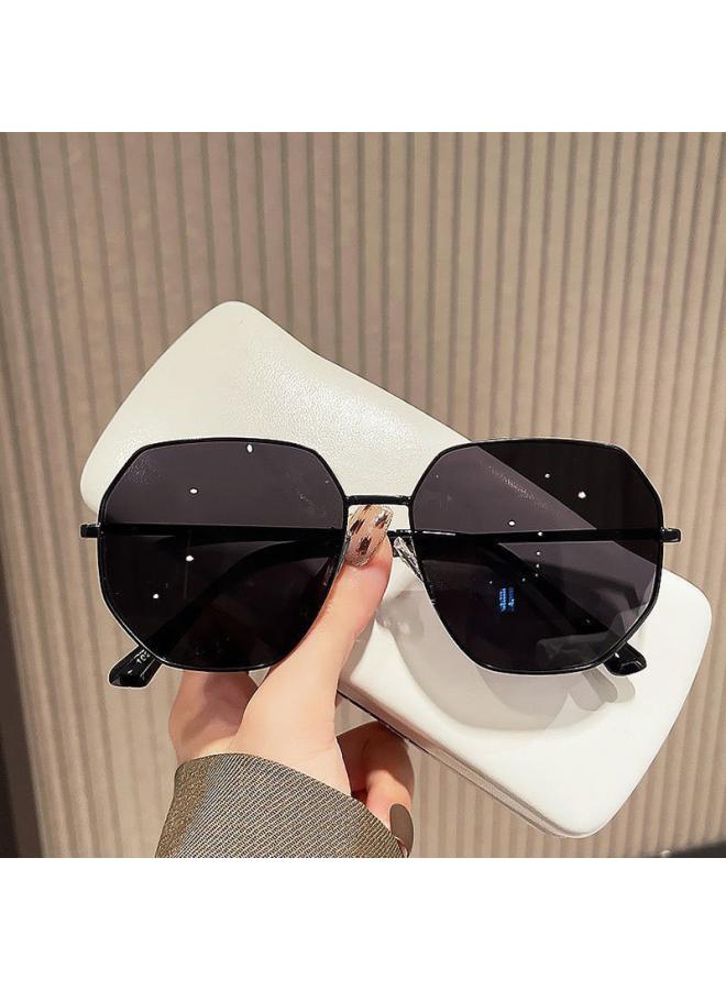 Generic Blue Clear Creative Metal  Polygonal Sunglasses, Suitable for Vacation, Seaside Driving Travel Sunglasses - Image 2