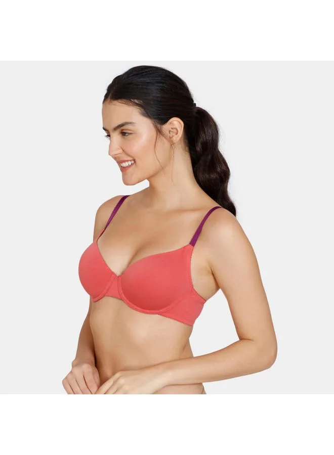 zivame Zivame Solid Padded Wired Bra with Hook and Eye Closure