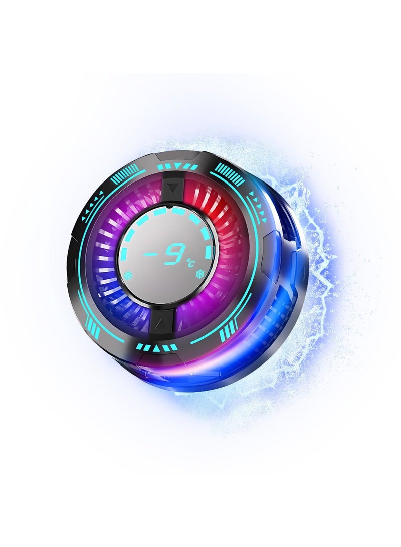 SYOSI Phone Cooler for Gaming & Streaming - LED Display Radiator Cooling Fan with Magnetic Attachment, 15W Semiconductor Cooling, Low Noise, No Fog, Compatible with 60-115mm Phones (Black) - Image 1