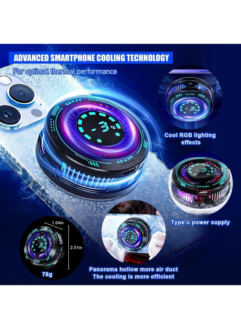 SYOSI Phone Cooler for Gaming & Streaming - LED Display Radiator Cooling Fan with Magnetic Attachment, 15W Semiconductor Cooling, Low Noise, No Fog, Compatible with 60-115mm Phones (Black) - Image 4