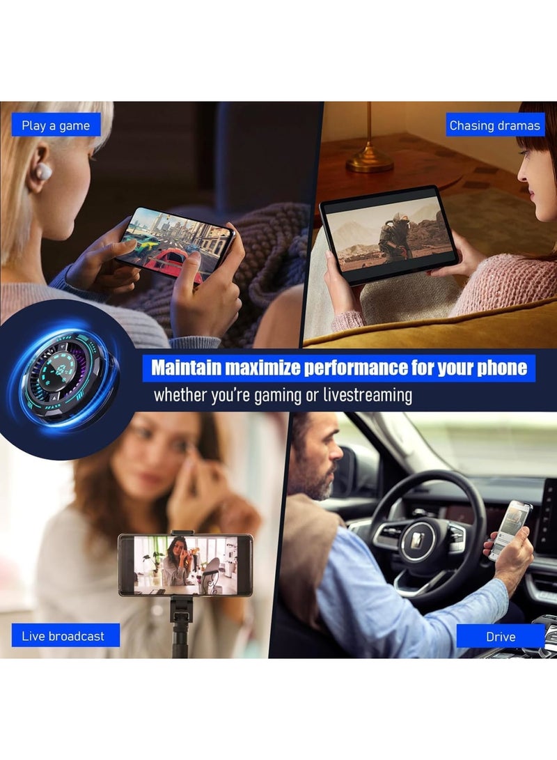 SYOSI Phone Cooler for Gaming & Streaming - LED Display Radiator Cooling Fan with Magnetic Attachment, 15W Semiconductor Cooling, Low Noise, No Fog, Compatible with 60-115mm Phones (Black) - Image 5