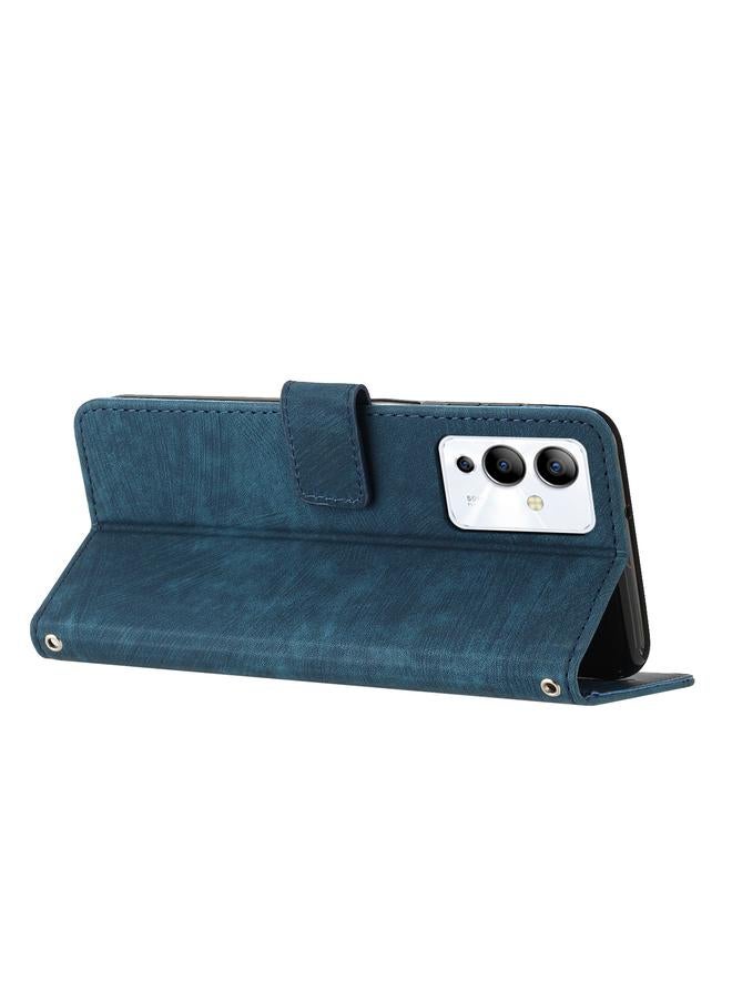 زبون جراب هاتف من الجلد بتصميم مخطط لهاتف Infinix Note 12i مع حبل تعليق - Image 3